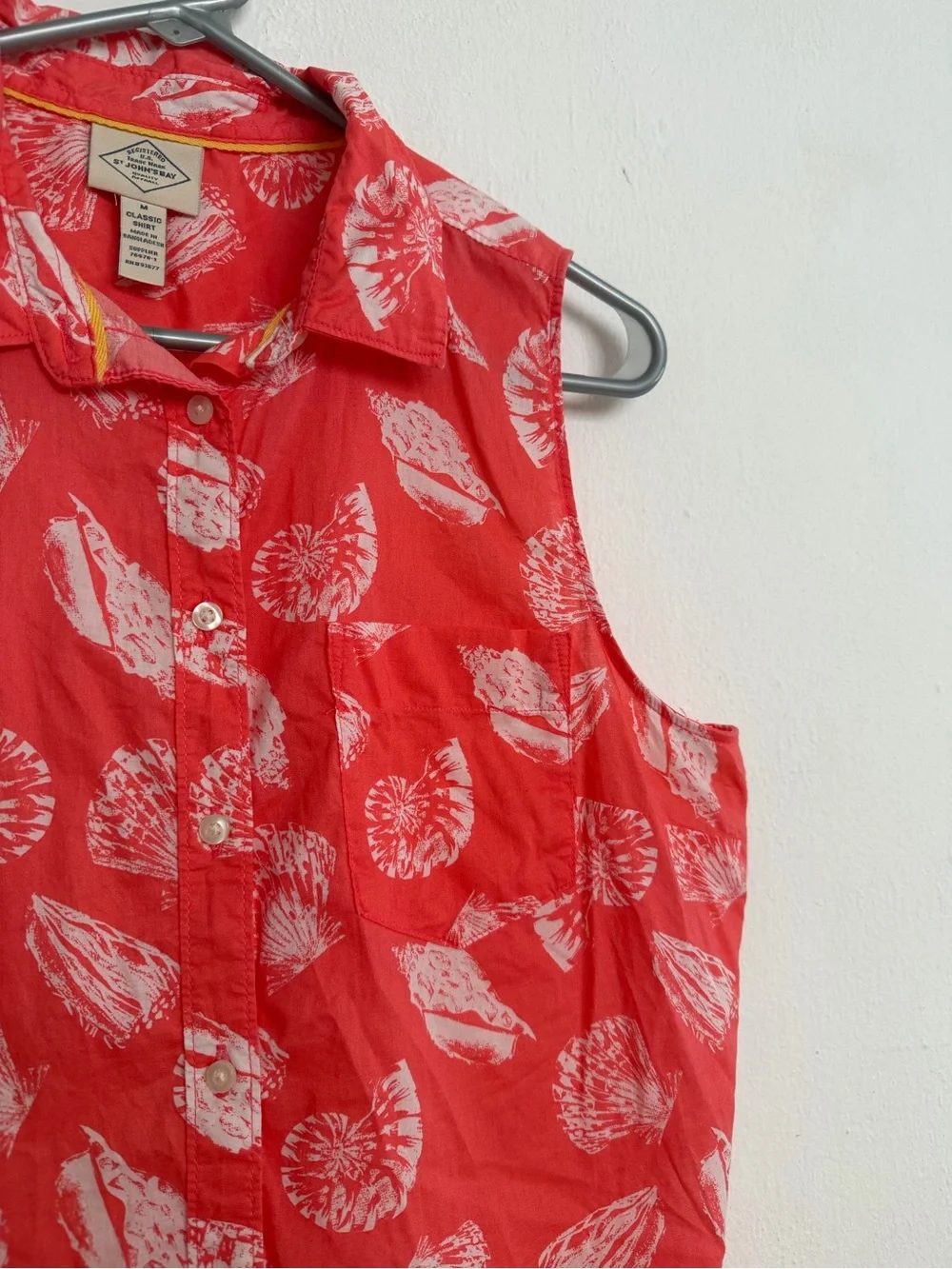 Sleeveless Red Floral Shells Button-Front Top - St. Johns Bay